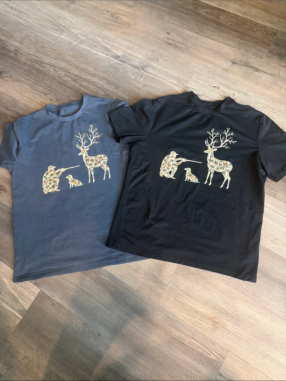 Men's Navy Short-Sleeve Graphic Tee with Floral Deer Print